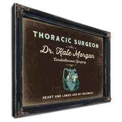 Personalized Thoracic Surgeon Sign, Heart and Lungs Are My Business, Espresso & Turquoise, image 1