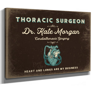 Personalized Thoracic Surgeon Sign, Heart and Lungs Are My Business, Espresso & Turquoise, image 8