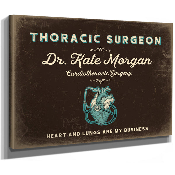 Personalized Thoracic Surgeon Sign, Heart and Lungs Are My Business, Espresso & Turquoise, image 8