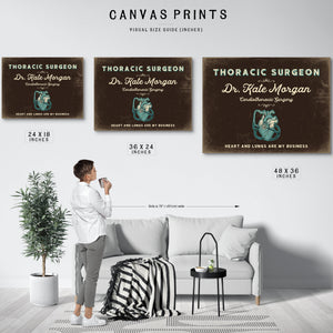 Personalized Thoracic Surgeon Sign, Heart and Lungs Are My Business, Espresso & Turquoise, image 10