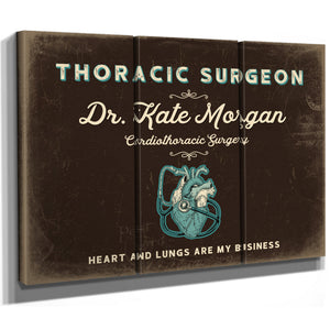 Personalized Thoracic Surgeon Sign, Heart and Lungs Are My Business, Espresso & Turquoise, image 14