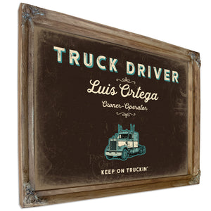Personalized Truck Driver Sign, Keep On Truckin', Espresso & Turquoise, image 6