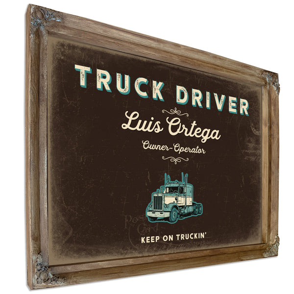 Personalized Truck Driver Sign, Keep On Truckin', Espresso & Turquoise, image 6