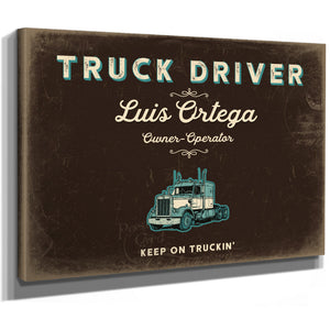 Personalized Truck Driver Sign, Keep On Truckin', Espresso & Turquoise, image 8