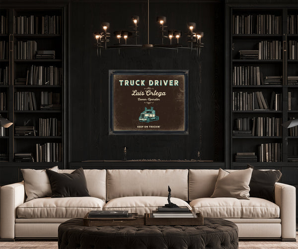Personalized Truck Driver Sign, Keep On Truckin', Espresso & Turquoise, image 16