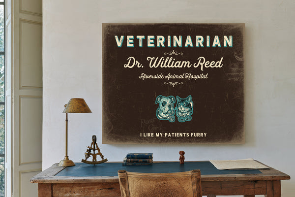 Personalized Veterinarian Sign, I Like My Patients Furry, Espresso & Turquoise, image 2