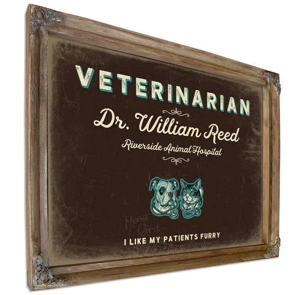 Personalized Veterinarian Sign, I Like My Patients Furry, Espresso & Turquoise, image 6