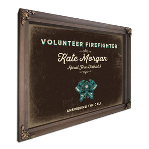 Personalized Volunteer Firefighter Sign, Answering the Call, Espresso & Turquoise, image 7