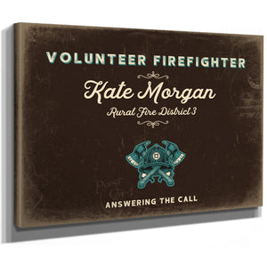 Personalized Volunteer Firefighter Sign, Answering the Call, Espresso & Turquoise, image 8
