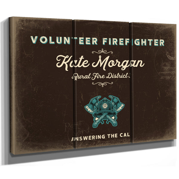 Personalized Volunteer Firefighter Sign, Answering the Call, Espresso & Turquoise, image 14