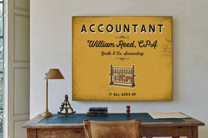 Personalized Accountant Sign, It All Adds Up, Mustard & Black, image 2