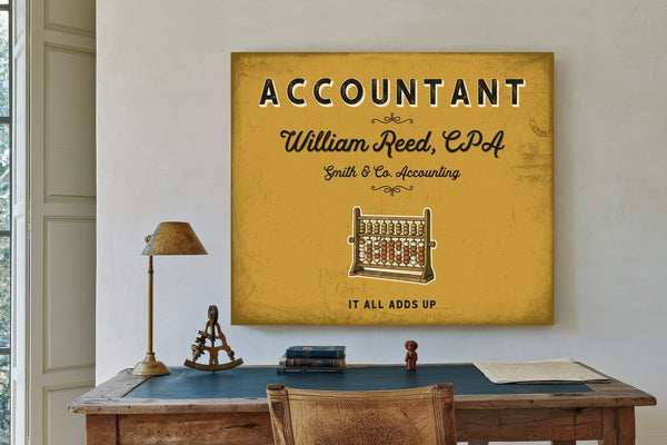 Personalized Accountant Sign, It All Adds Up, Mustard & Black, image 2