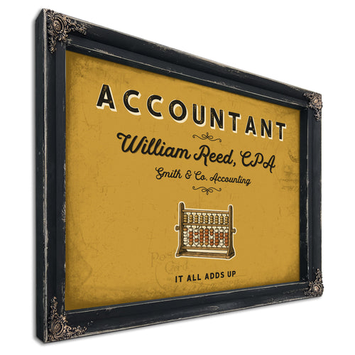 Personalized Accountant Sign, It All Adds Up, Mustard & Black, image 1