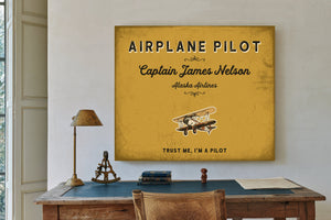 Personalized Airplane Pilot Sign, Trust Me, I'm a Pilot, Mustard & Black, image 2