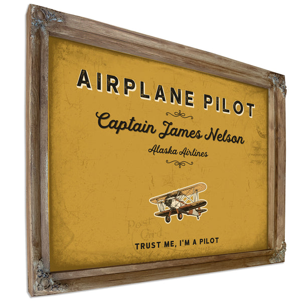 Personalized Airplane Pilot Sign, Trust Me, I'm a Pilot, Mustard & Black, image 6