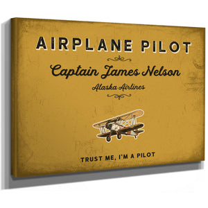 Personalized Airplane Pilot Sign, Trust Me, I'm a Pilot, Mustard & Black, image 8