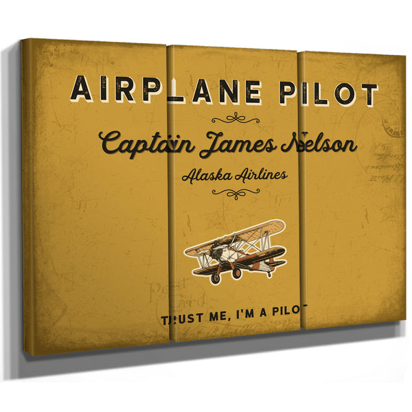 Personalized Airplane Pilot Sign, Trust Me, I'm a Pilot, Mustard & Black, image 14