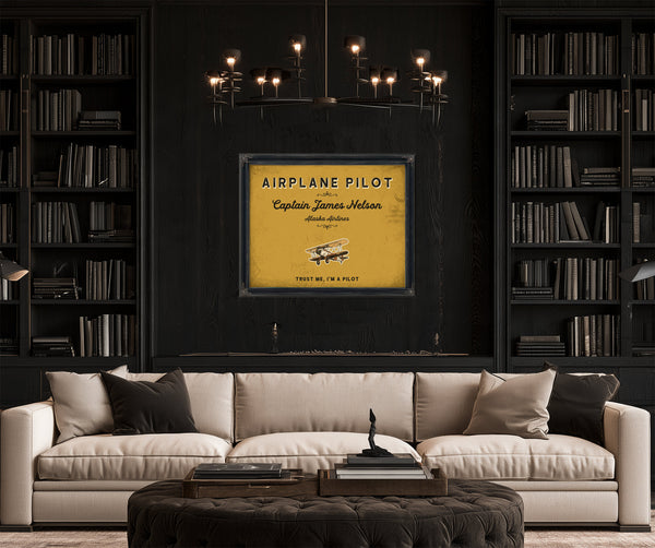 Personalized Airplane Pilot Sign, Trust Me, I'm a Pilot, Mustard & Black, image 16
