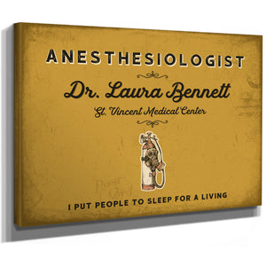 Personalized Anesthesiologist Sign, I Put People to Sleep for a Living, Mustard & Black, image 8