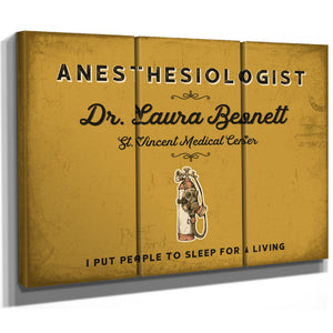 Personalized Anesthesiologist Sign, I Put People to Sleep for a Living, Mustard & Black, image 14