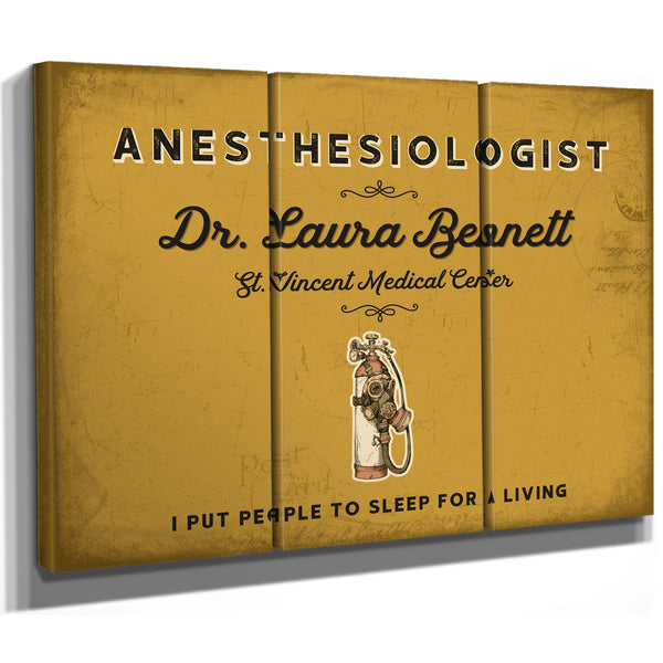 Personalized Anesthesiologist Sign, I Put People to Sleep for a Living, Mustard & Black, image 14