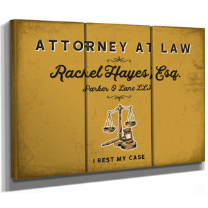 Personalized Attorney at Law Sign, I Rest My Case, Mustard & Black, image 14