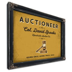 Personalized Auctioneer Sign, Going Once, Going Twice, Sold, Mustard & Black, image 1