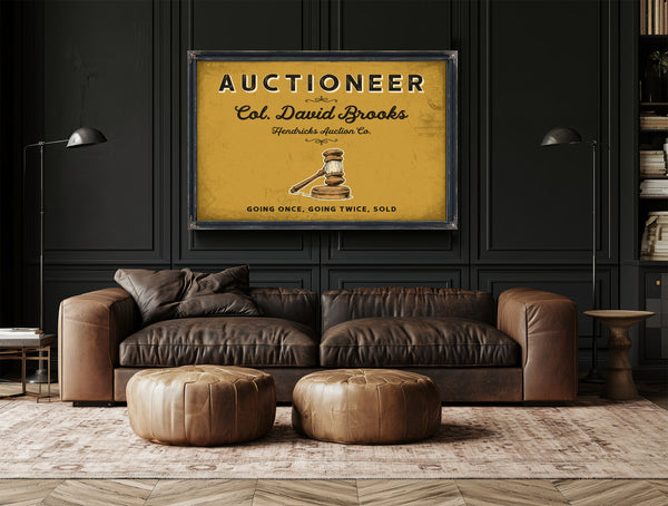 Personalized Auctioneer Sign, Going Once, Going Twice, Sold, Mustard & Black, image 17