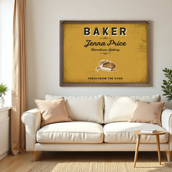 Personalized Baker Sign, Fresh From the Oven, Mustard & Black, image 5