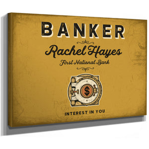 Personalized Banker Sign, Interest in You, Mustard & Black, image 8