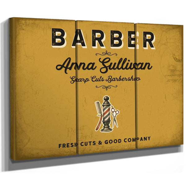 Personalized Barber Sign, Fresh Cuts & Good Company, Mustard & Black, image 14