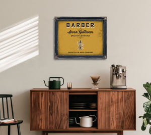 Personalized Barber Sign, Fresh Cuts & Good Company, Mustard & Black, image 15