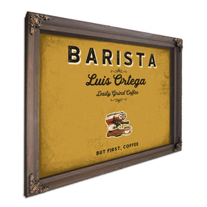 Personalized Barista Sign, But First, Coffee, Mustard & Black, image 7