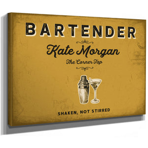Personalized Bartender Sign, Shaken, Not Stirred, Mustard & Black, image 8