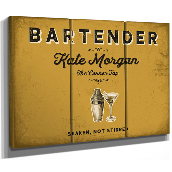 Personalized Bartender Sign, Shaken, Not Stirred, Mustard & Black, image 14