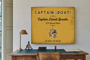 Personalized Boat Captain Sign, My Boat, My Rules, Mustard & Black, image 2