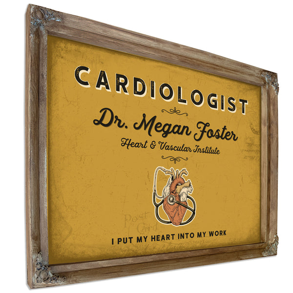 Personalized Cardiologist Sign, I Put My Heart Into My Work, Mustard & Black, image 6