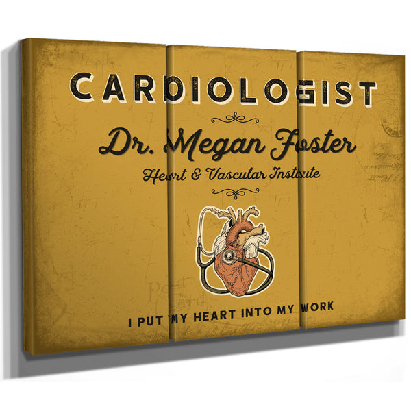 Personalized Cardiologist Sign, I Put My Heart Into My Work, Mustard & Black, image 14