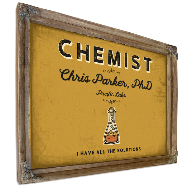 Personalized Chemist Sign, I Have All the Solutions, Mustard & Black, image 6