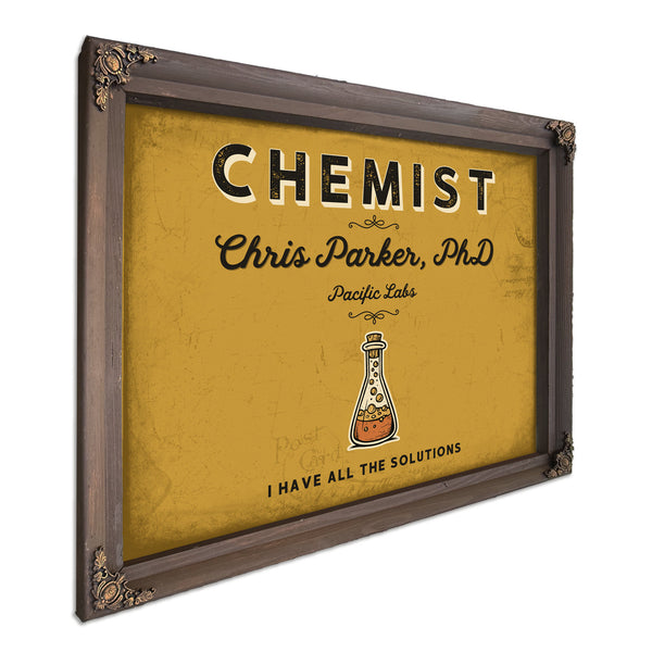 Personalized Chemist Sign, I Have All the Solutions, Mustard & Black, image 7