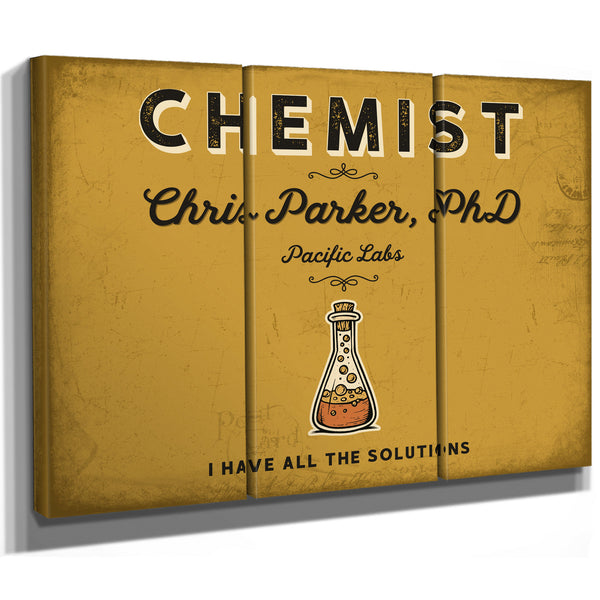 Personalized Chemist Sign, I Have All the Solutions, Mustard & Black, image 14