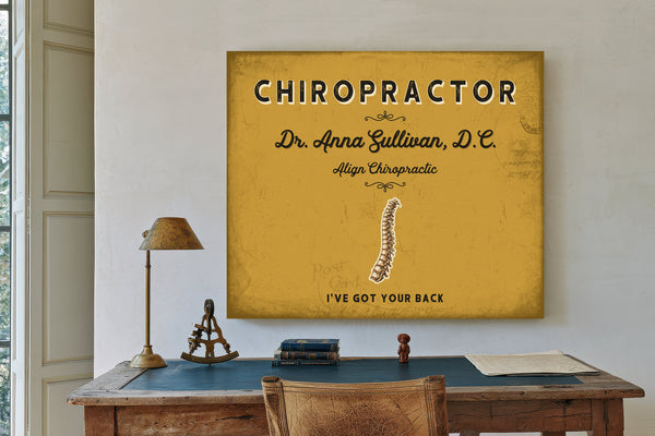 Personalized Chiropractor Sign, I've Got Your Back, Mustard & Black, image 2