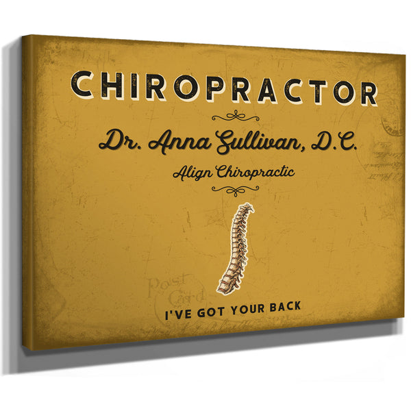 Personalized Chiropractor Sign, I've Got Your Back, Mustard & Black, image 8