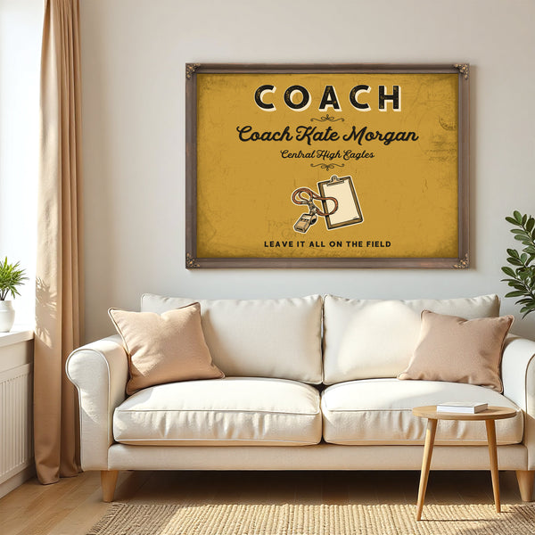 Personalized Coach Sign, Leave It All on the Field, Mustard & Black, image 5
