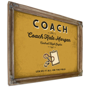 Personalized Coach Sign, Leave It All on the Field, Mustard & Black, image 6