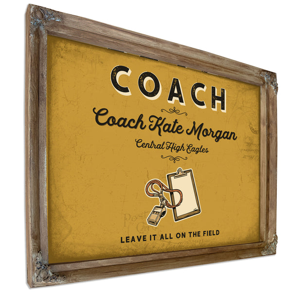 Personalized Coach Sign, Leave It All on the Field, Mustard & Black, image 6