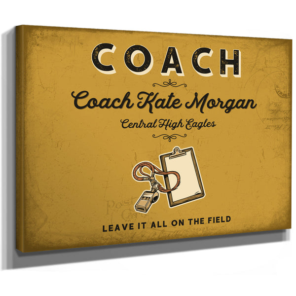 Personalized Coach Sign, Leave It All on the Field, Mustard & Black, image 8