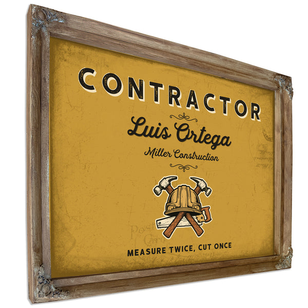 Personalized Contractor Sign, Measure Twice, Cut Once, Mustard & Black, image 6