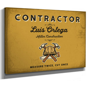 Personalized Contractor Sign, Measure Twice, Cut Once, Mustard & Black, image 8
