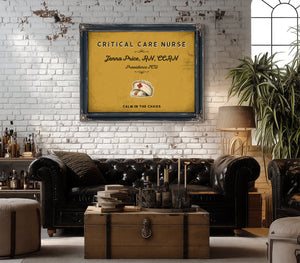 Personalized Critical Care Nurse Sign, Calm in the Chaos, Mustard & Black, image 18